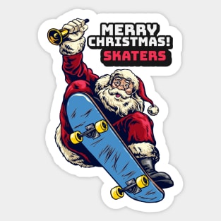 Merry Christmas Skaters Santa Claus Sticker